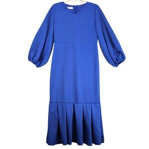 Metamorphosis Girl Dress Plus Size 3XL Blue Scuba Stretch‎ Tier Puff Sleeve Maxi